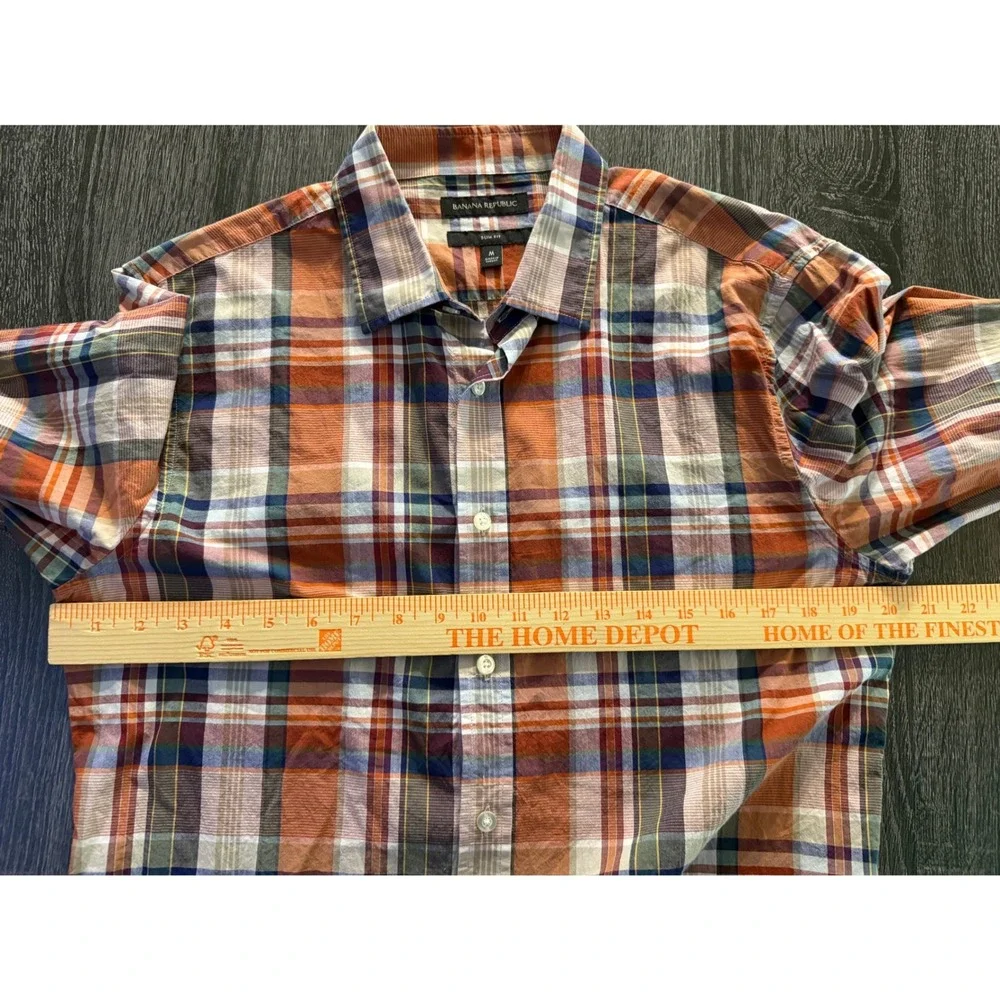 Banana Republic Mens Slim Fit Plaid Button Down Shirt Size M Preppy Collegiate